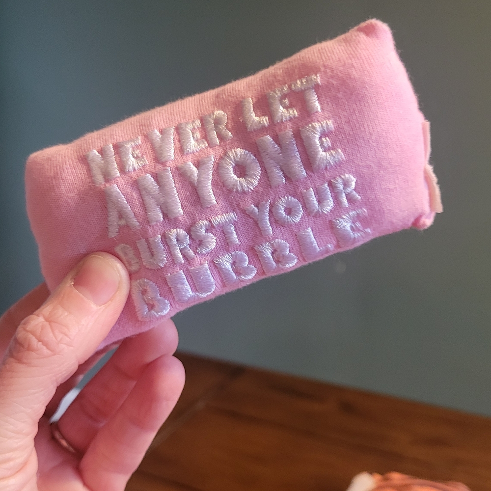 Pink Embroidered Inspirational Pillow
